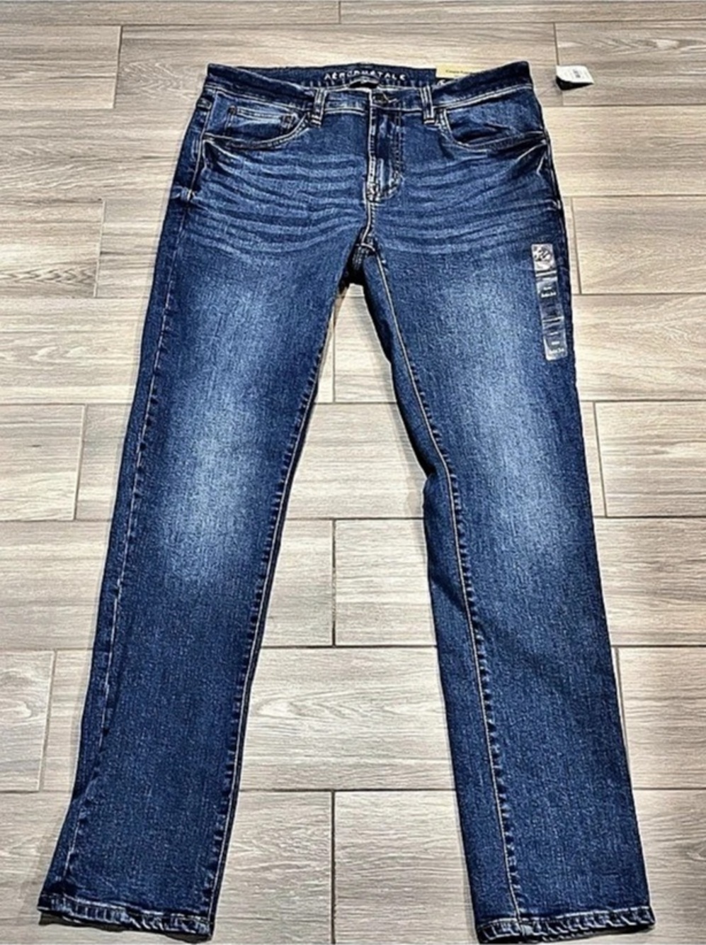 Aéropostale Max Stretch Slim Jeans Blue Waist 34 Length 34 Whiskered
